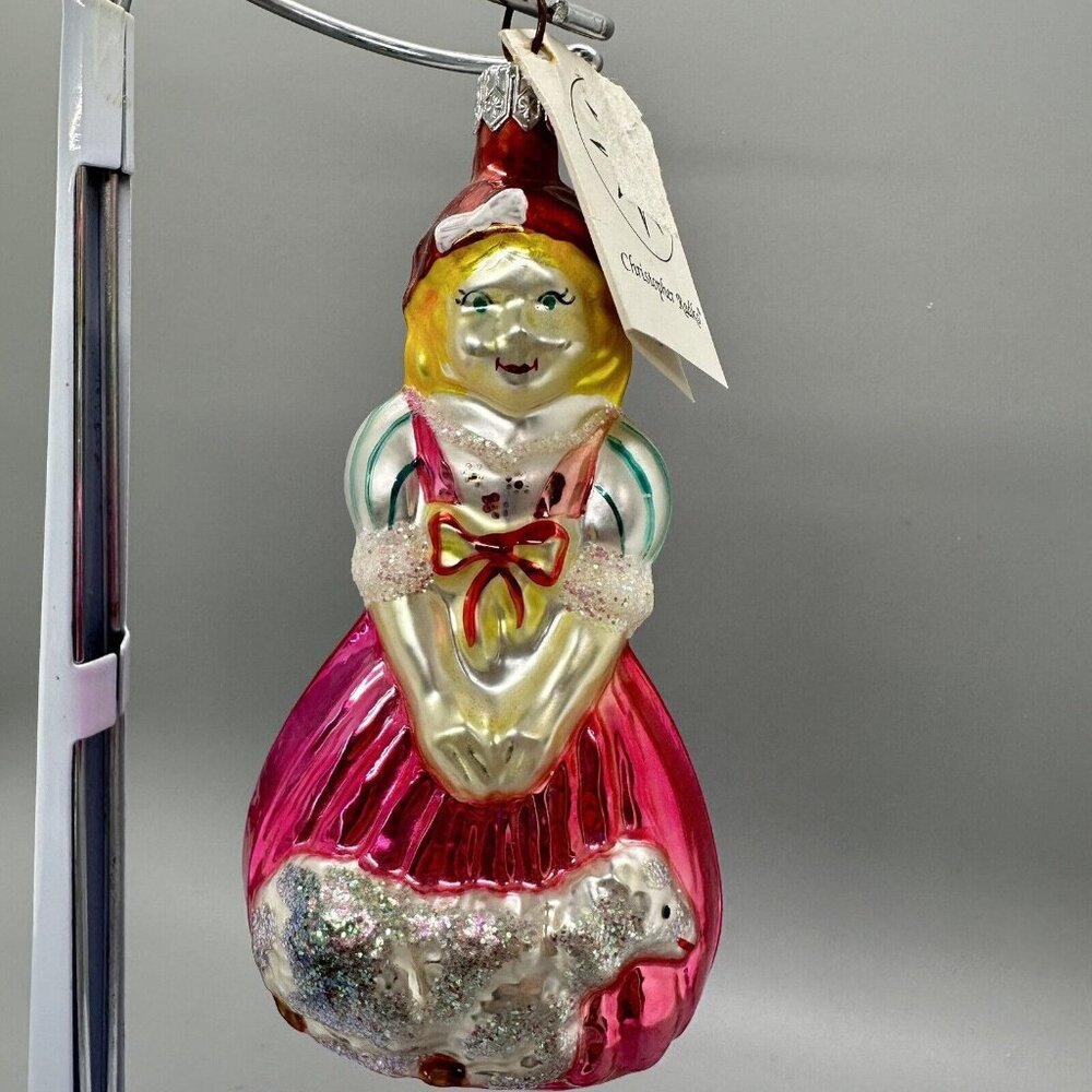 Christopher Radko Christmas Ornament Mary w/ Lamb, Girl & Pink Dress, Vintage